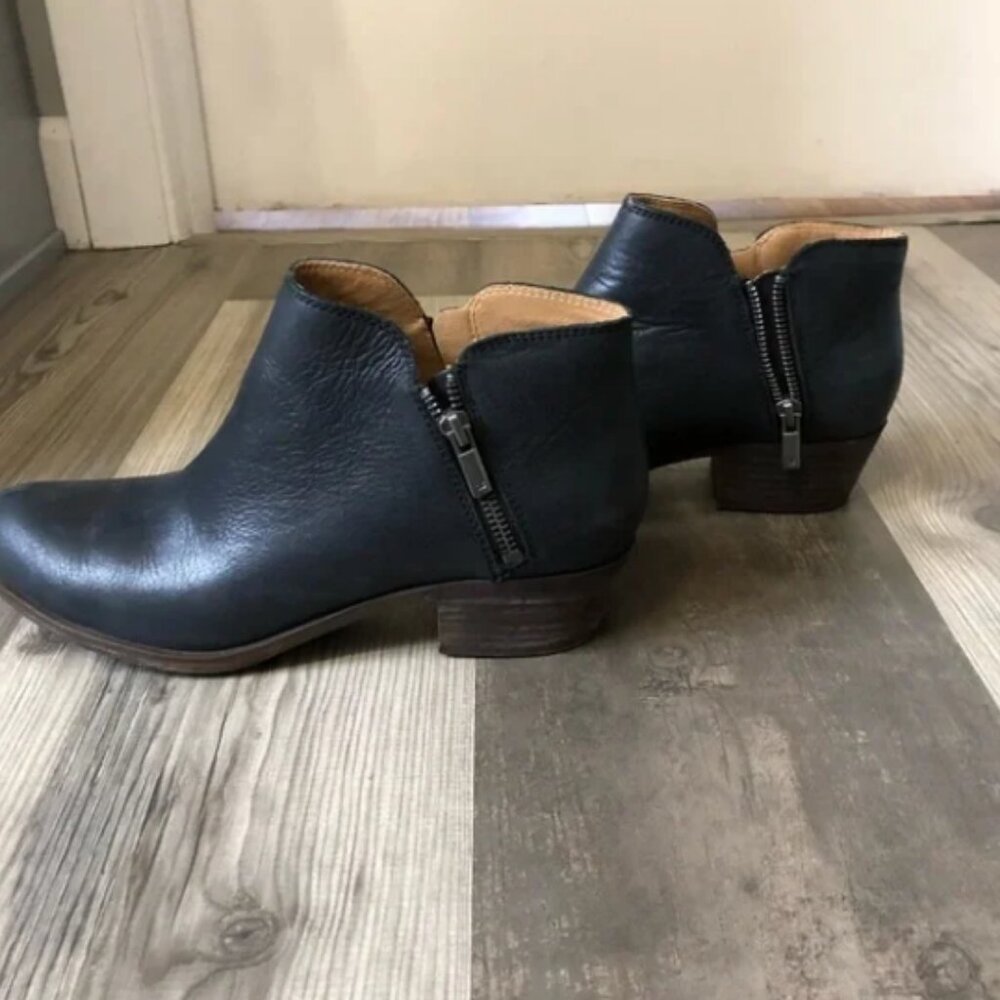 Lucky Brand Ankle Zip Black Leather Booties  - 10 - Picture 4 of 8